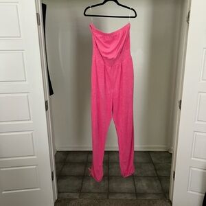 Fashion Nova Vibrant Pink Strapless Jumpsuit